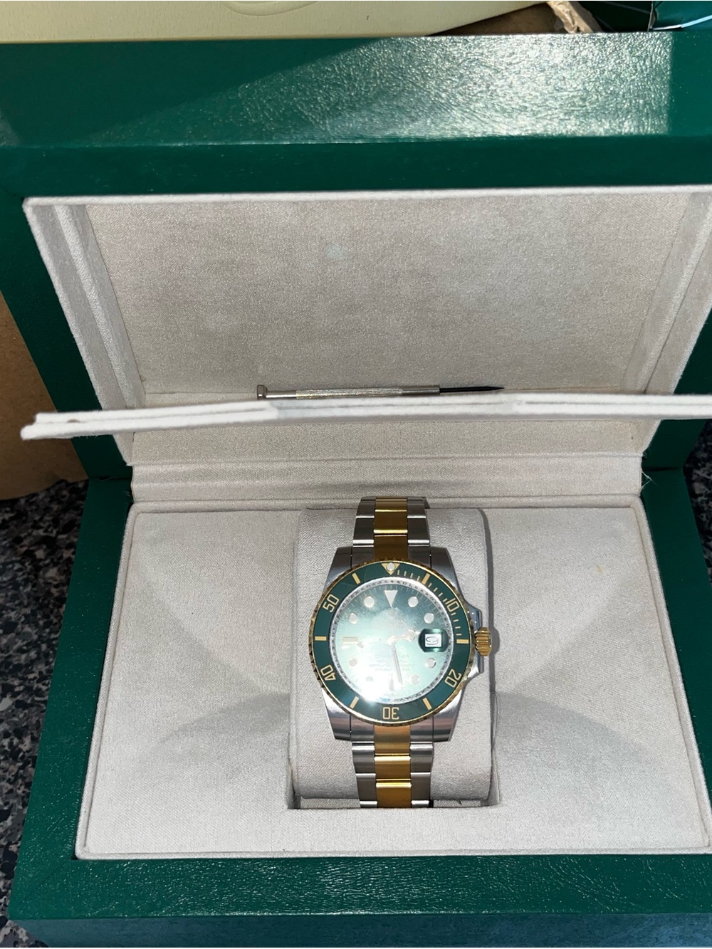 Two-Tone Gold and Green Men’s Watch